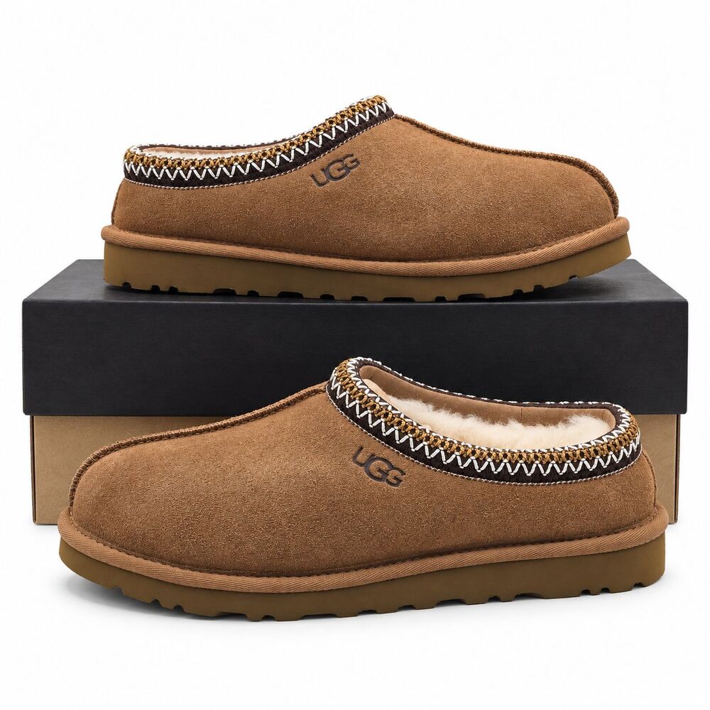 UGG Tasman II Mens 7 Chestnut Suede Sheepskin Lined Slip On Slippers 1174671